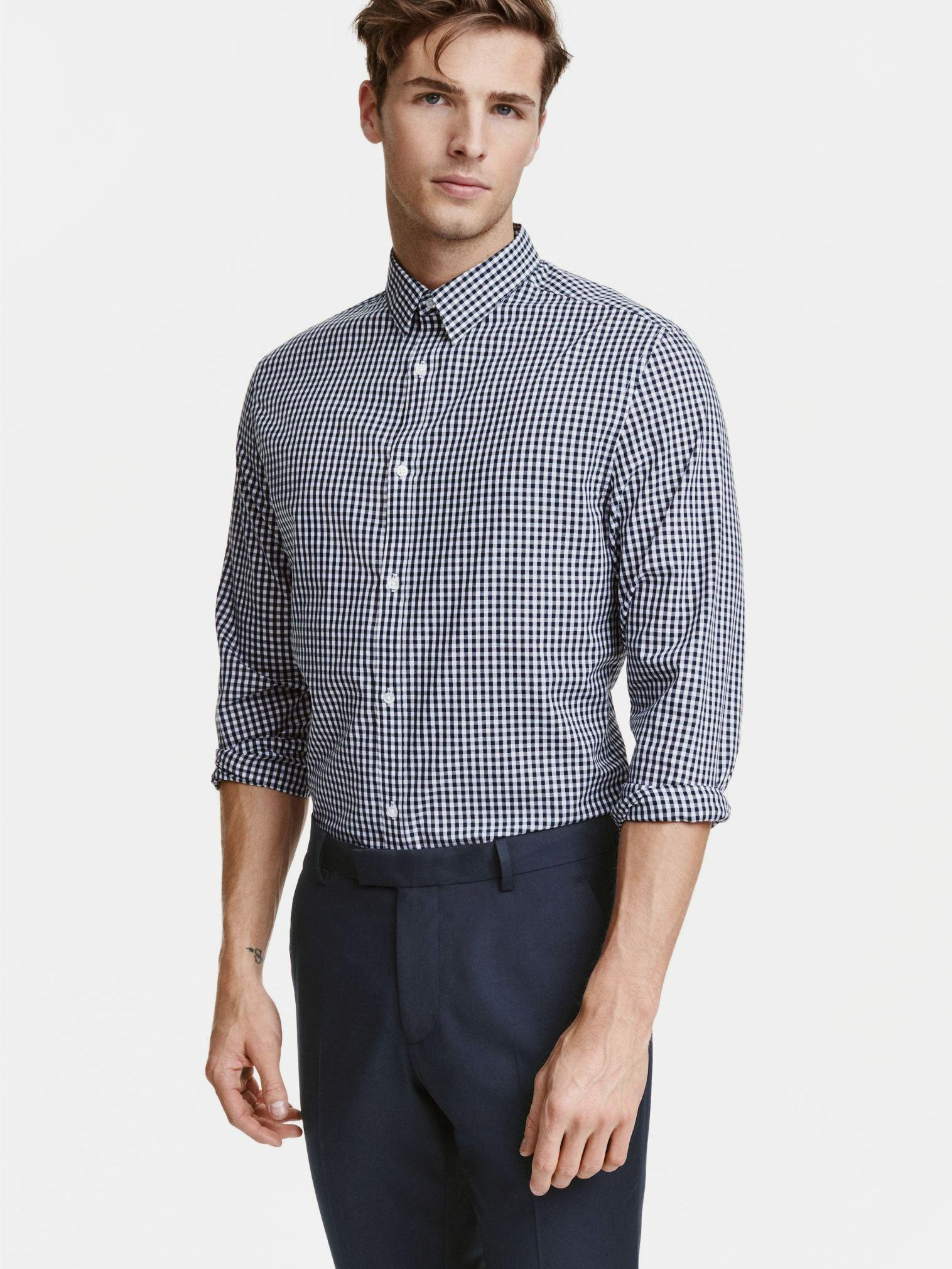 

Рубашка H&M 4005314-ADLJ XS Белая с черным