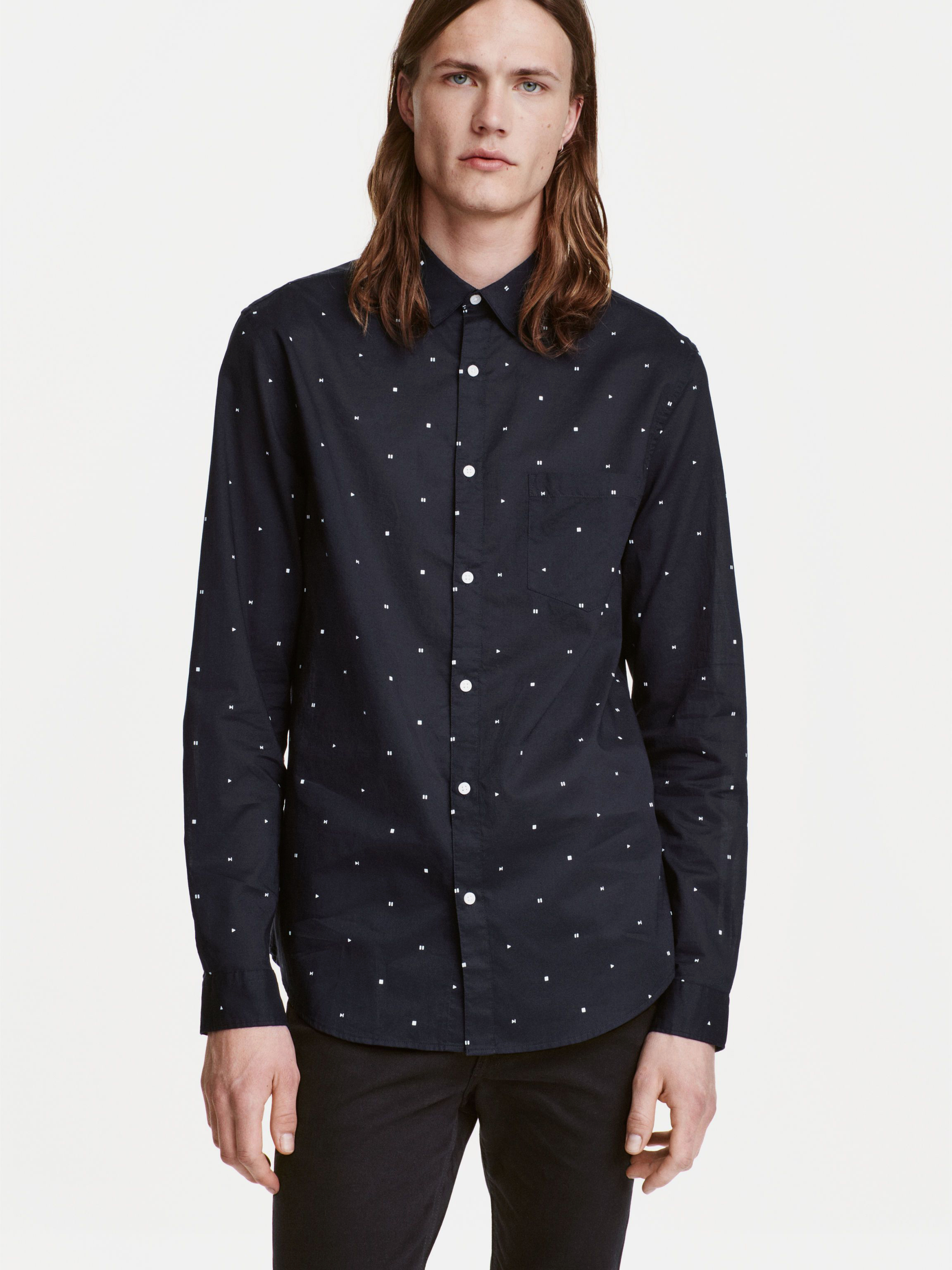 

Рубашка H&M 4019984new-AANV L Темно-синяя с белым