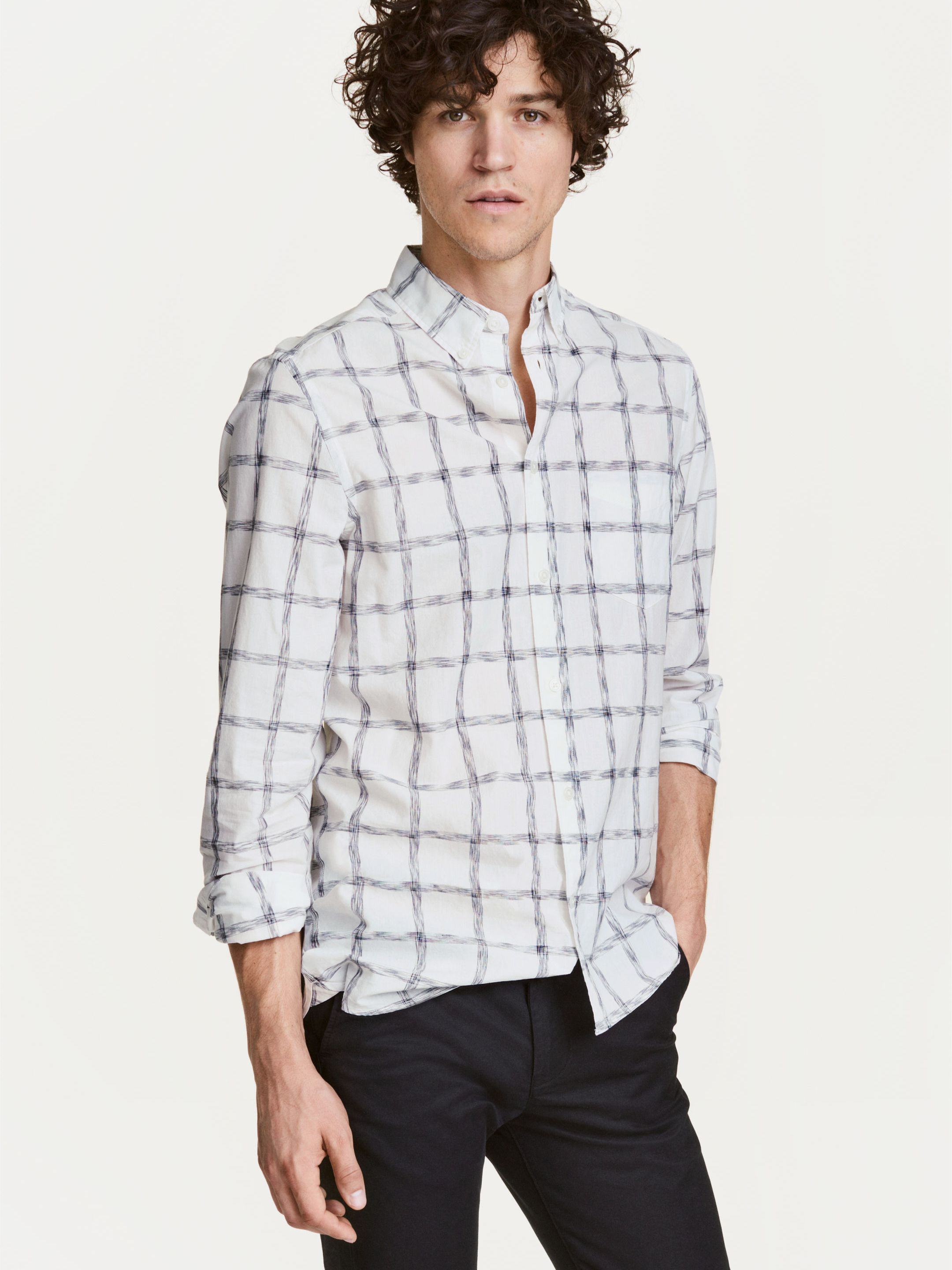 

Рубашка H&M 4493594-ACTD M Белая с серым