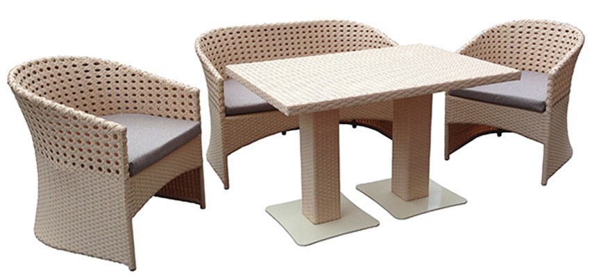 

Комплект садових меблів Олімп Женєва-2 із штучного ротангу каркас алюмінєвий Кремовий