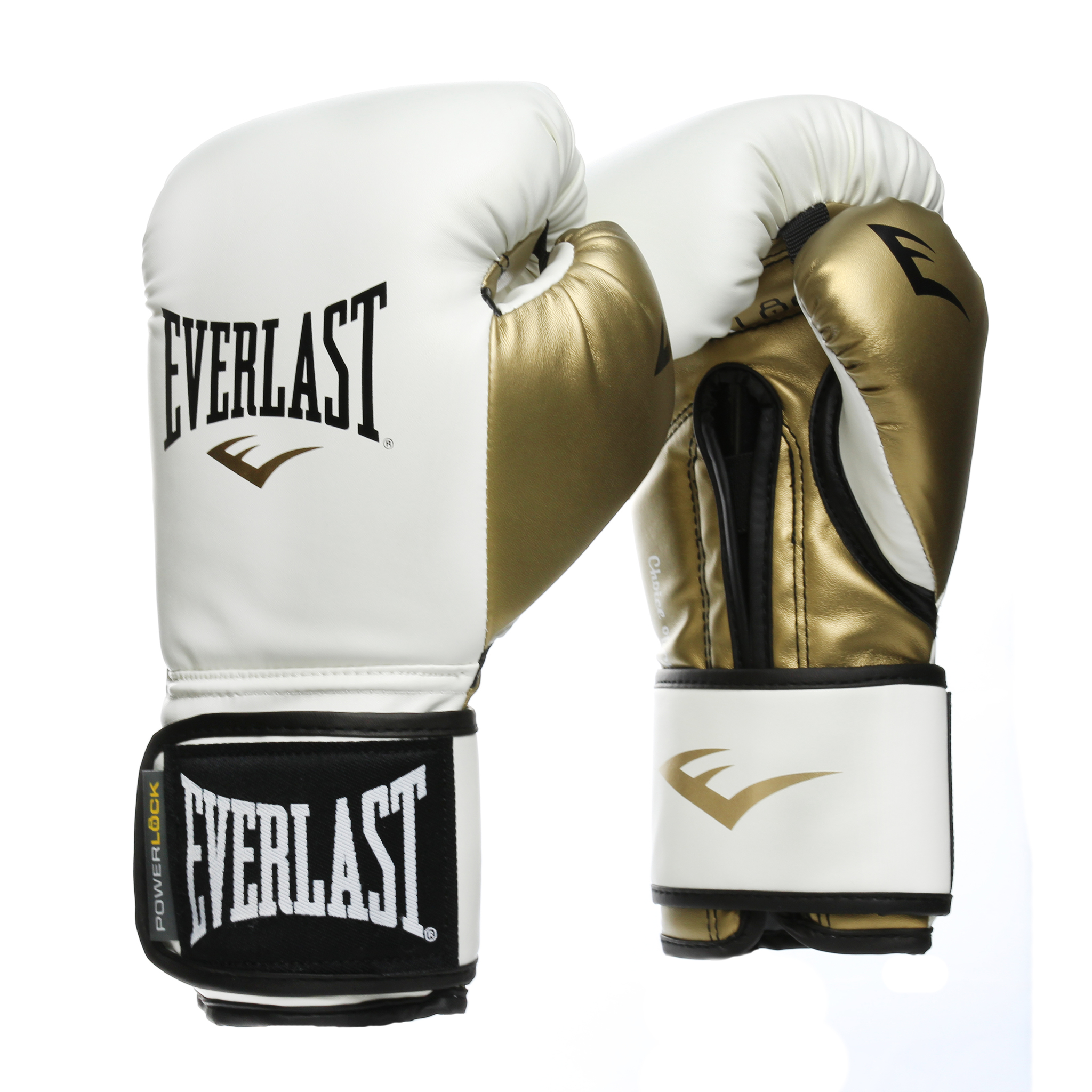 

Боксерские перчатки женские Everlast Powerlock Synthetic вес 10 унций Бело-золотые P00000722-10