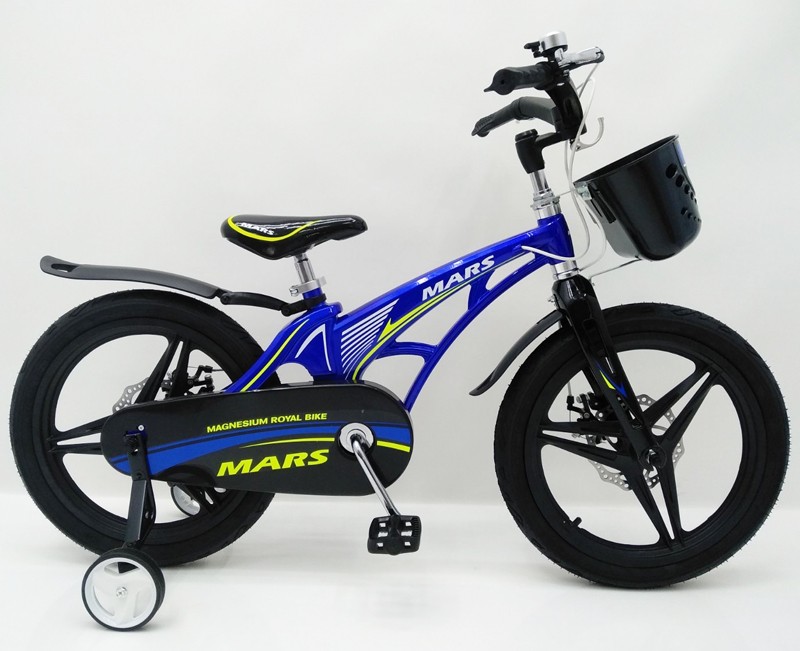 

Велосипед для хлопчика магнієвий Mars 18" синій на дисках з годинником в рулі