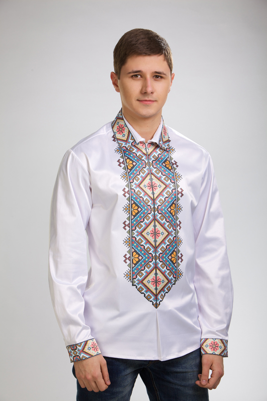 

Заготовка чоловічої сорочки – вишиванки для вишивки бісером і нитками Барвиста Вишиванка Ніжний орнамент (СЧ029дБнннн)