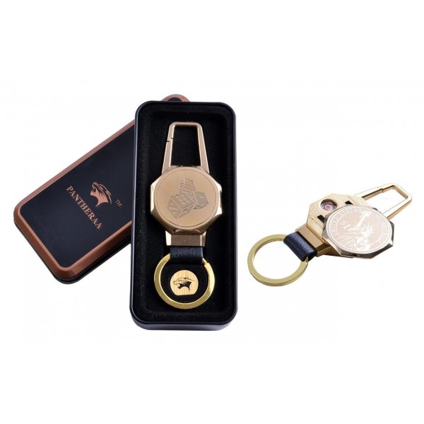 

USB зажигалка в подарочной металлической коробке (брелок + фонарик) №4687C-3