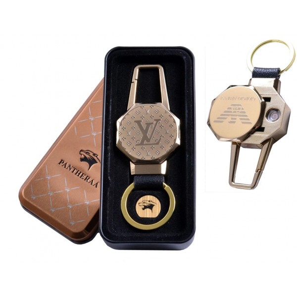

USB зажигалка в подарочной металлической коробке (брелок + фонарик) №4687B-4