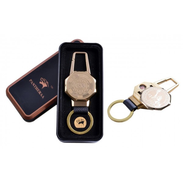 

USB зажигалка в подарочной металлической коробке (брелок + фонарик) №4687C-2