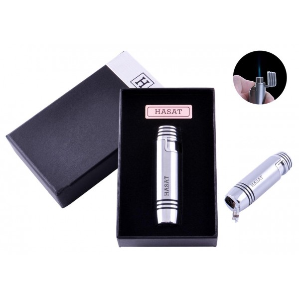 

Зажигалка в подарочной коробке Hasat (Острое пламя) №4316 Silver