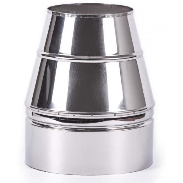 

Конус для дымохода сендвич из нержавеющей стали в нержавеющем кожухе 0,8мм Ф160/220
