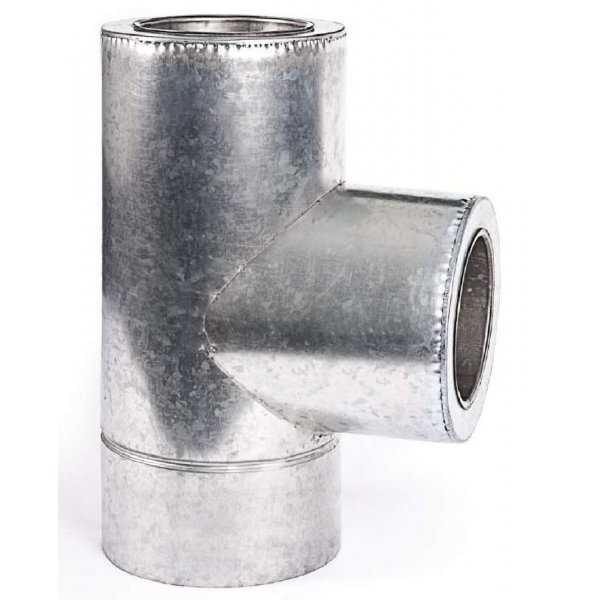 

Тройник дымохода 90 сендвич из нержавеющей стали в оцинкованном кожухе 0,8мм Ф230/300