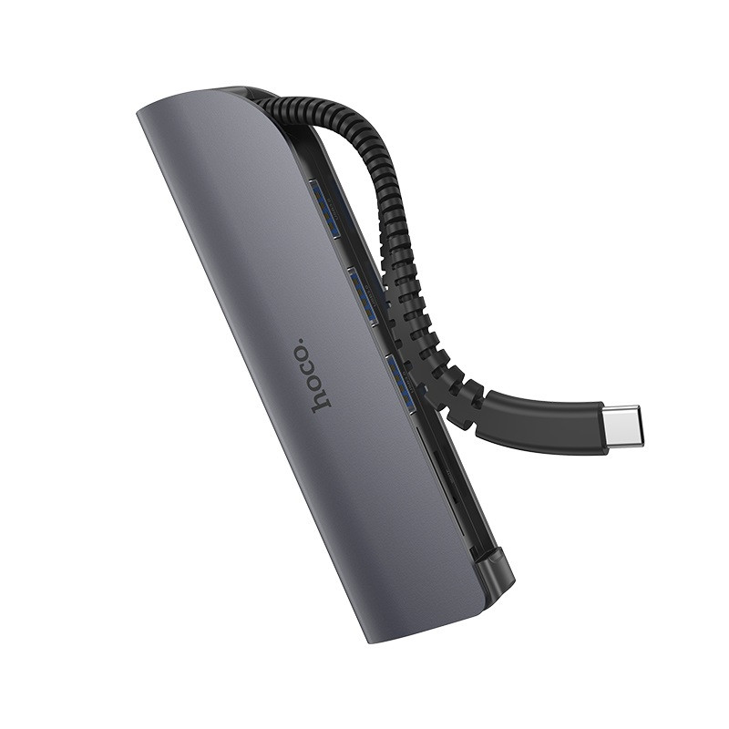 

Переходник HUB Hoco HB17 Type-C to USB3.0*3+SD+TF Серый