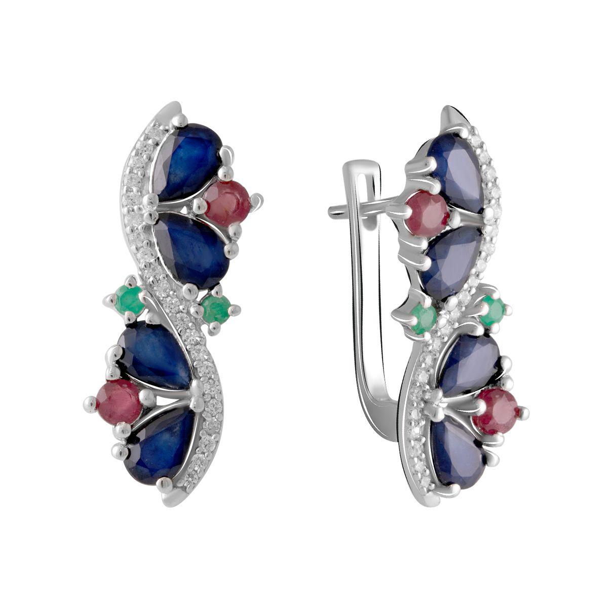 

Серебряные серьги SilverAlex с натуральным изумрудом, рубином, сапфиром