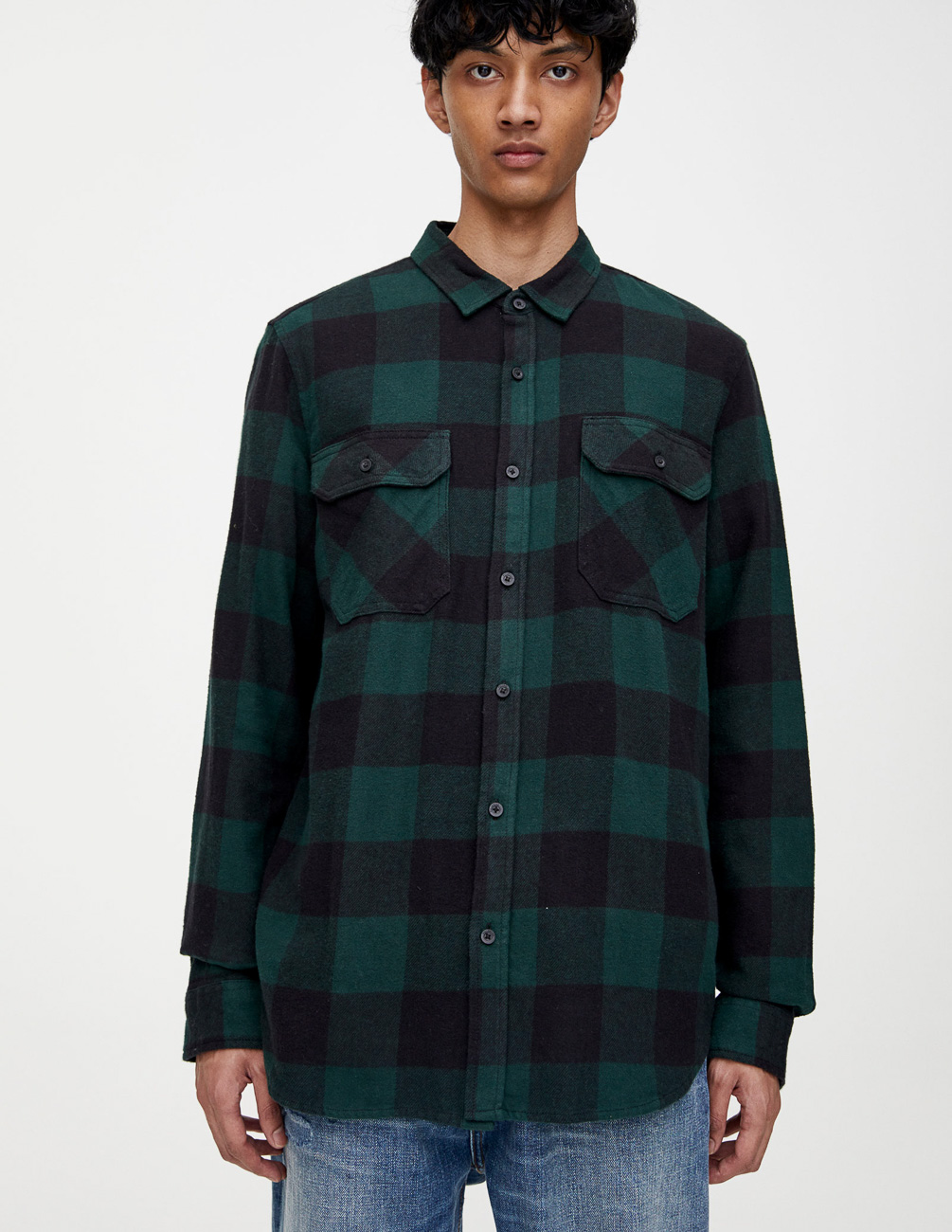 

Рубашка д/р PULL & BEAR М0107899 (9474/546/500) цвет зеленый M