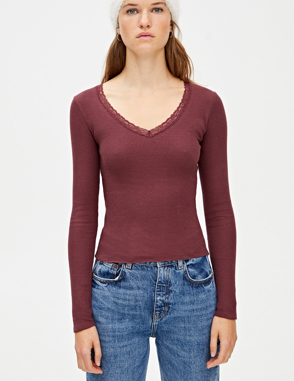 

Лонгслив PULL & BEAR Ж1055951 (9239/396/605) цвет бордовый M
