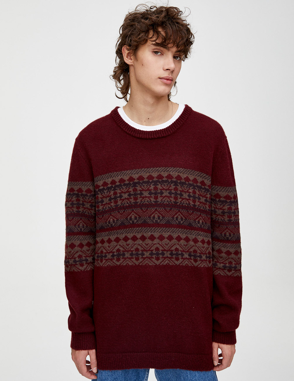 

Джемпер PULL & BEAR М0107537 (9558/527/606) цвет бордовый L