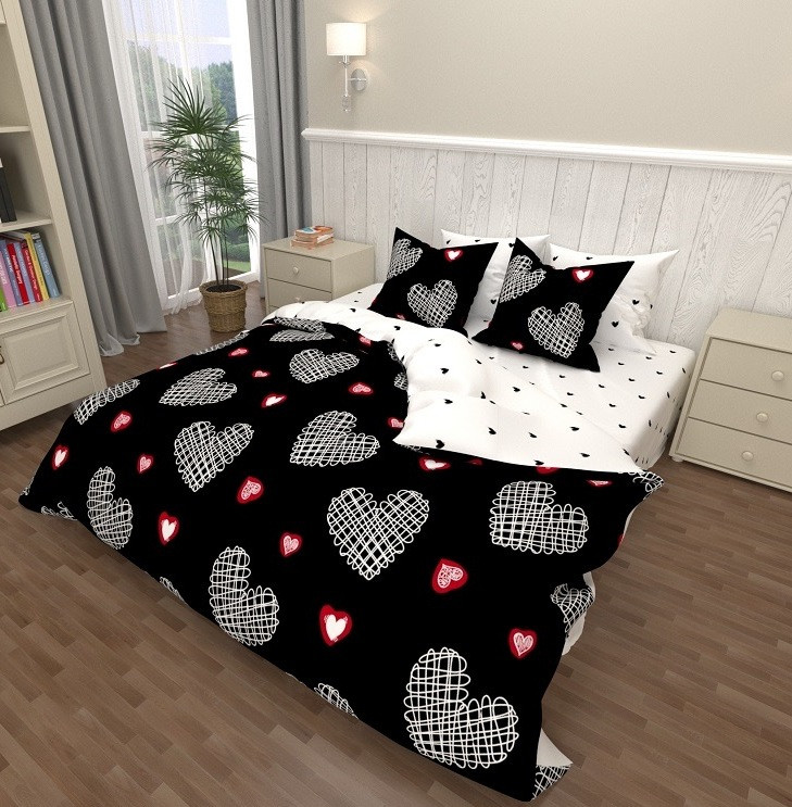 

Комплект постельного белья Сердечки Krispol двуспальный GOLD LUX 180*220(420.157688)