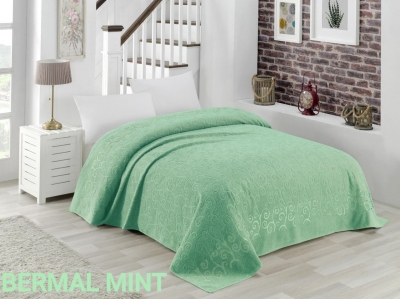 

Махровая хлопковая жаккардовая простынь Zeron 150х220 Полуторный Bermal Mint Мятный (SKL53-276617)