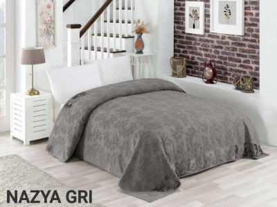 

Махровая хлопковая жаккардовая простынь Zeron 150х220 Полуторный Nazya Gri Серый (SKL53-276622)
