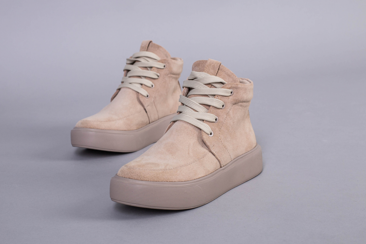 

Черевики жіночі замшеві на шнурках LuxuryShoes 7371-2д/36 Бежеві
