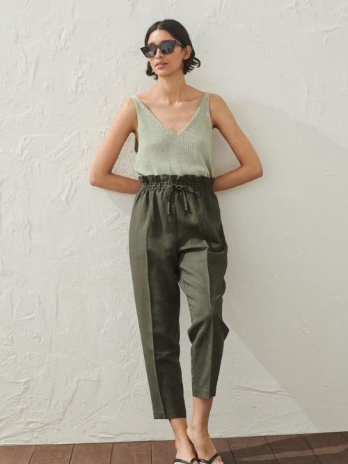 

Брюки льняные H&M 060887949  Хаки, Брюки льняные H&M 060887949 S Хаки