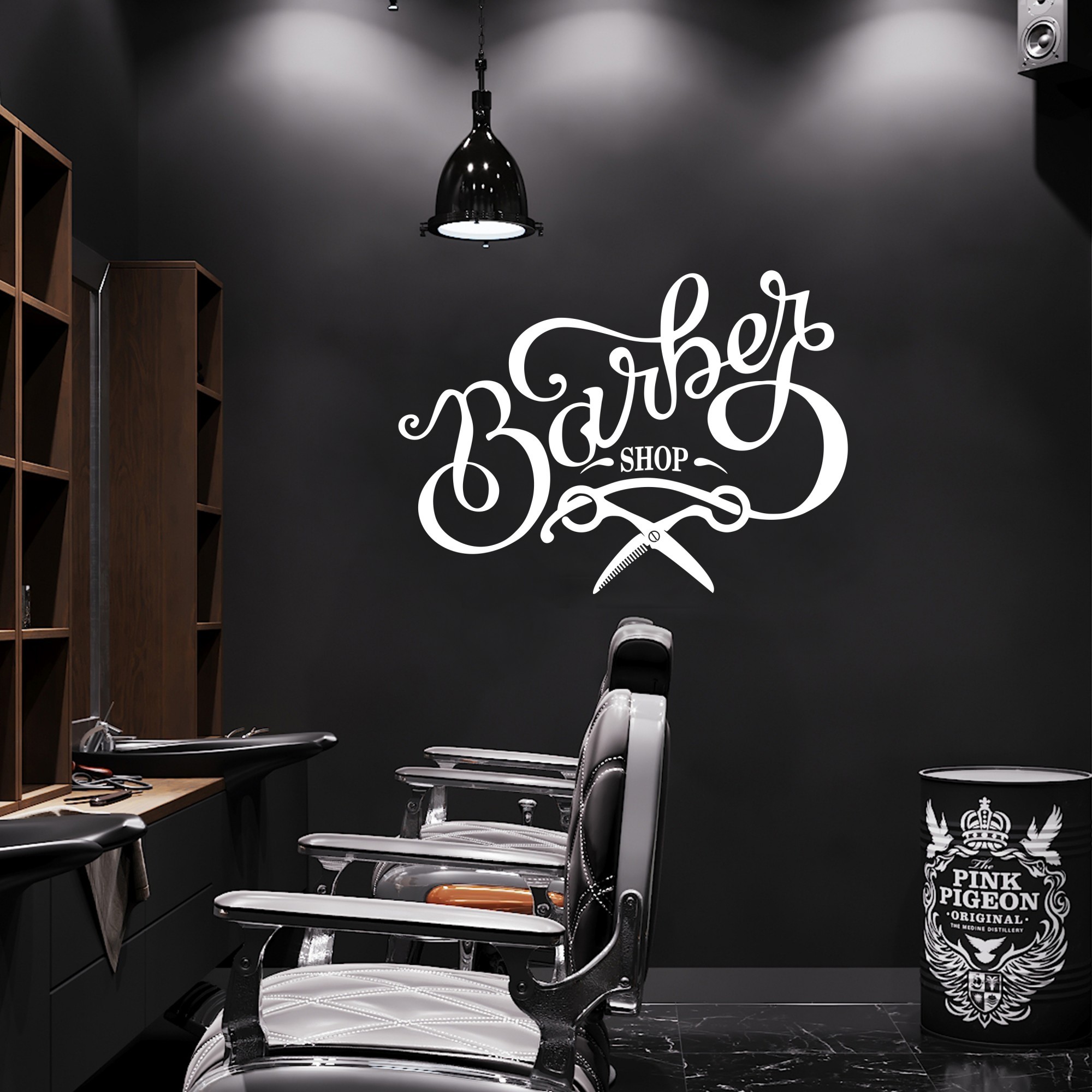 

Интерьерная наклейка FNBK Барбершоп Barbershop белая 97х70 см