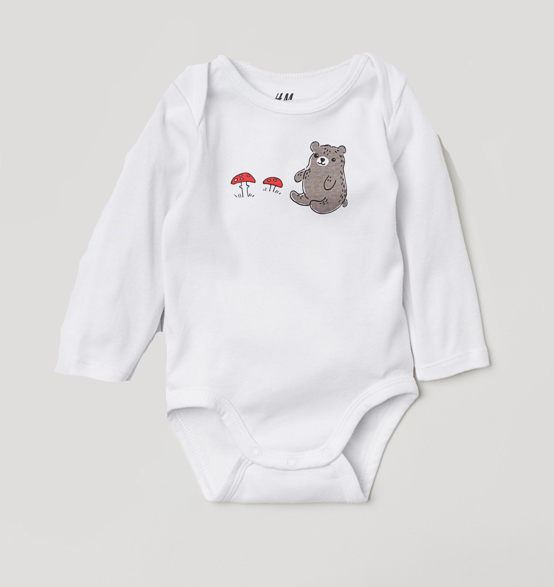 

Боди H&M 74см белый медведь с грибами 4720648
