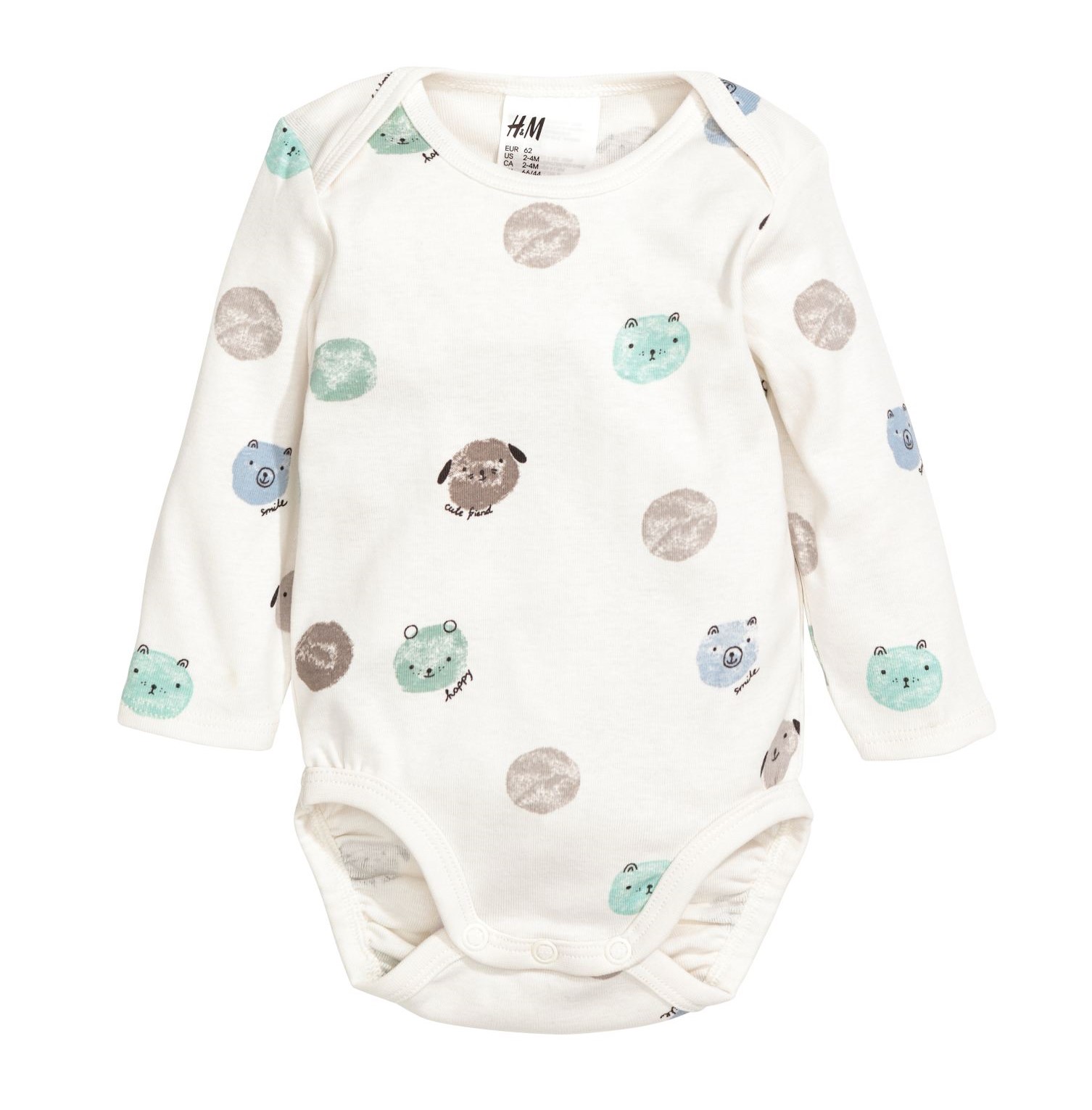 

Боди H&M 50см белый звери 100255141371