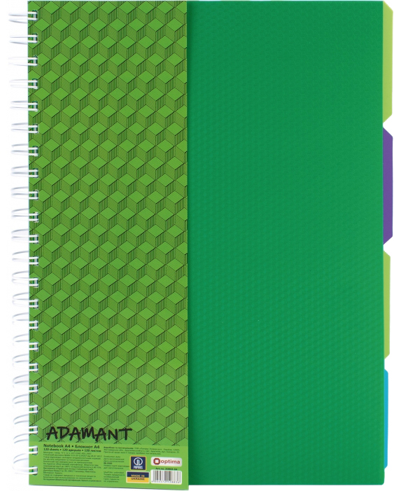 

Блокнот Optima Adamant А4 Зеленый в клетку 120 листов (O20843-04)