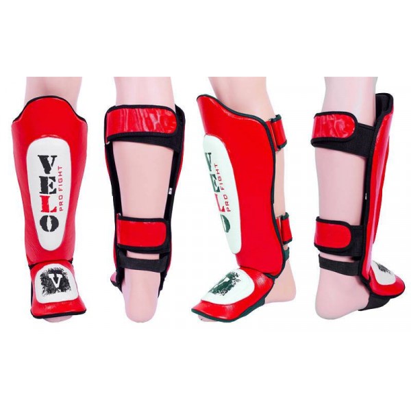 

Защита для голени и стопы Муай Тай, ММА, Кикбоксинг VELO (р-р M-XL, красный), Размер M