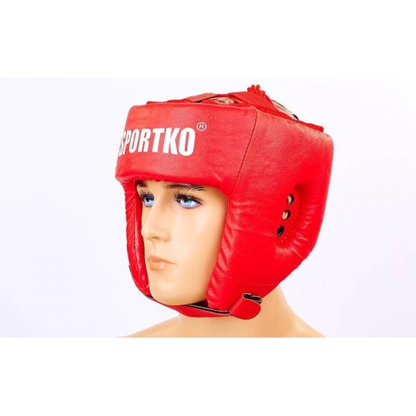 

Шлем боксерский открытый Кожвинил SPORTKO UR (красный, р-р L) , Размер L