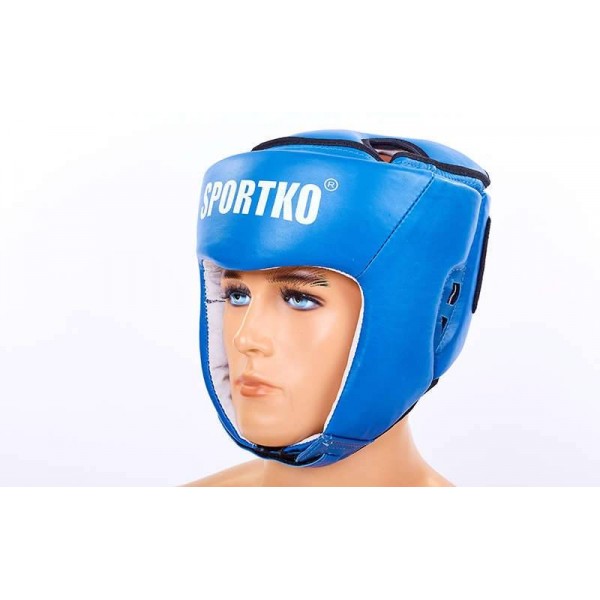 

ФБУ Шлем боксерский открытый Кожа SPORTKO UR SB-0 ОК1 (синий), Размер M