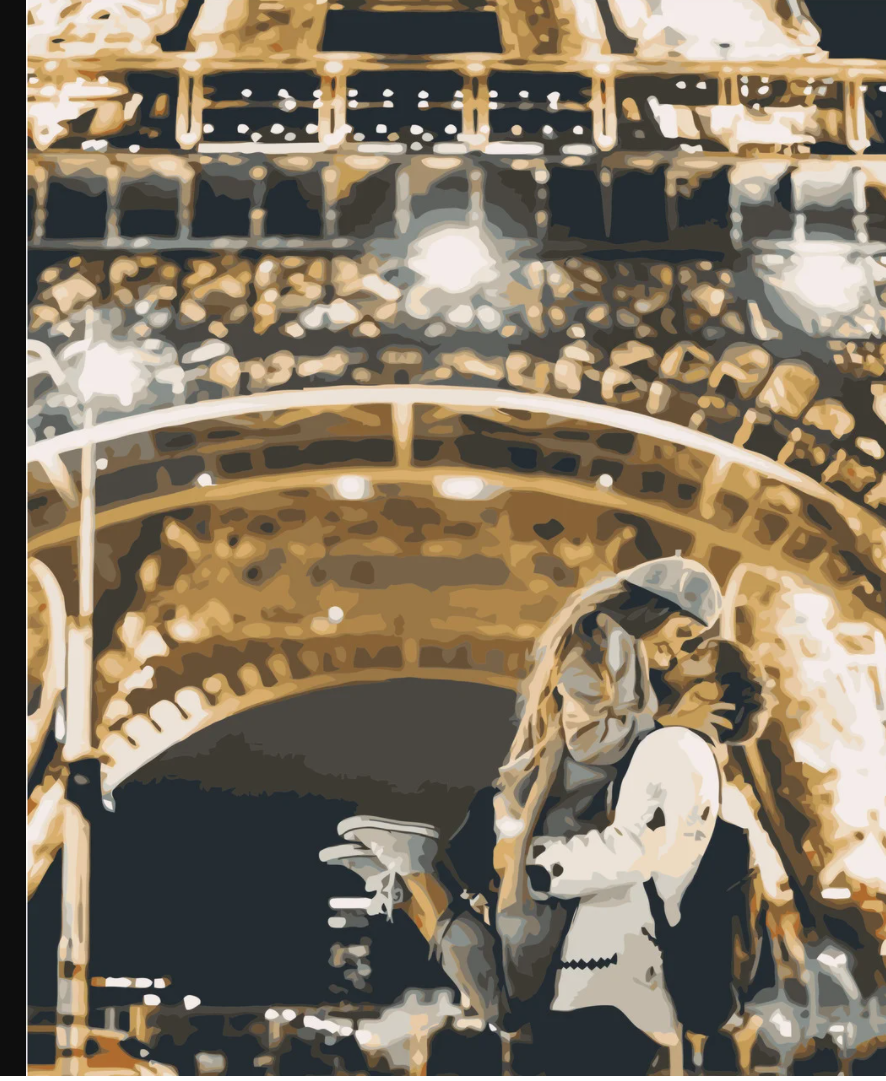 

Картина по номерам 40*50см Эфелева башня поцелуй va-1531