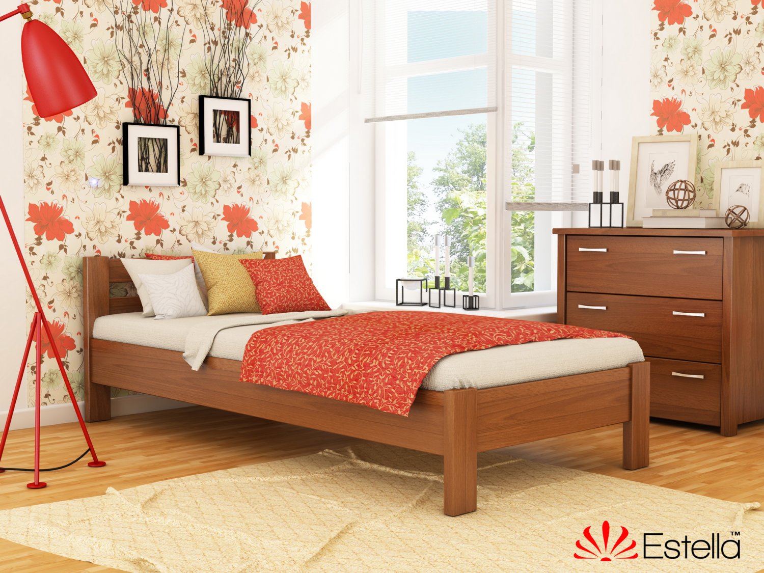 

Кровать односпальная деревянная 80х190 Estella Рената Ольха (Массив-105) Л2.5