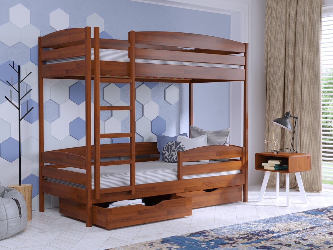 

Двухъярусная кровать с ящиками 90х200 Без бортика Estella Дуэт Плюс Ольха (Щит-105) Л2.5