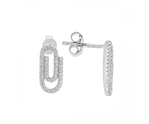 

Серьги-пусеты (гвоздики) серебряные Скрепка с фианитами D4138OR0225 R14