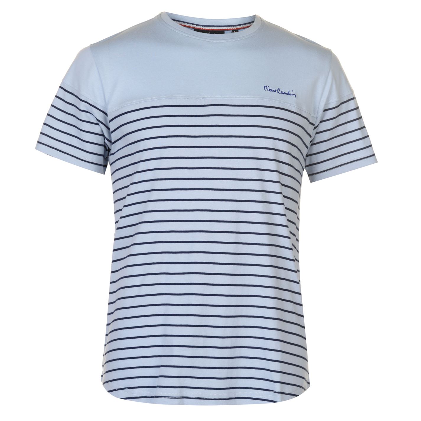 

Футболка Pierre Cardin Dropped Hem Striped Tee Mens S Голубой
