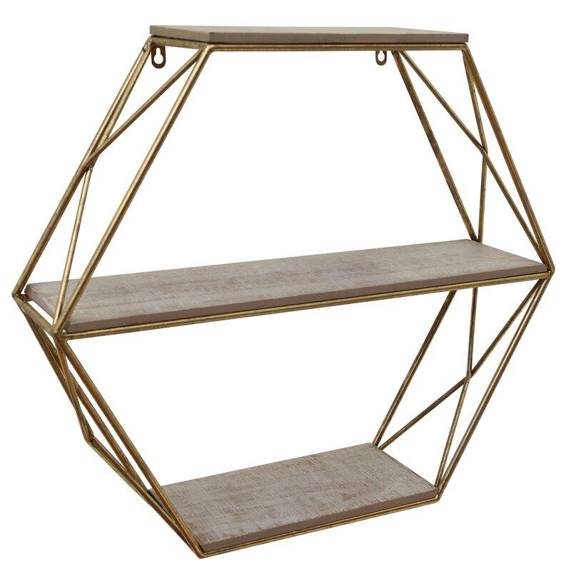 

Настенная полка Zuri металлическая и деревянная уровневая шестиугольная - Little Room Baby House (WFR-120920)