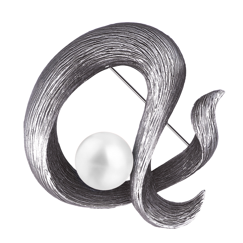 

Брошка Жемчужный завиток DiaDemaGrand Серый с белым жемчугом (021783-16-2)