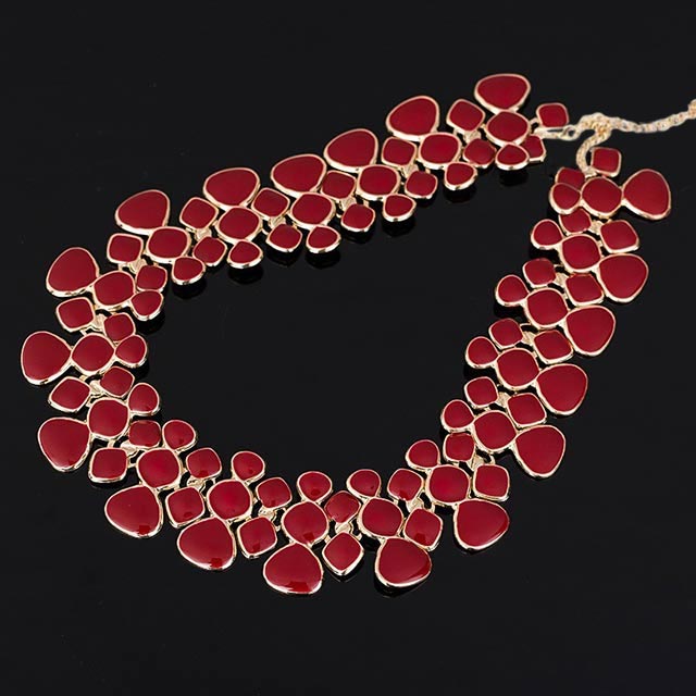 

Стильное ожерелье Рельефное DiaDemaGrand Золотой с красным камнем (111787-8-10)