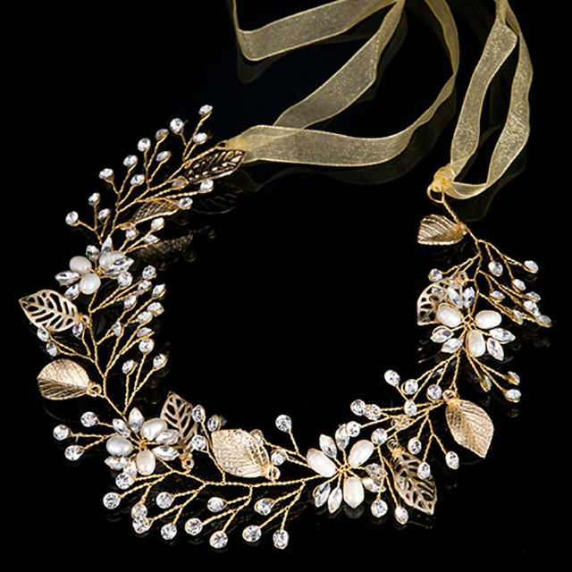 

Свадебный венок Кристаллический DiaDemaGrand Золотой с белым камнем (021792-8-2)