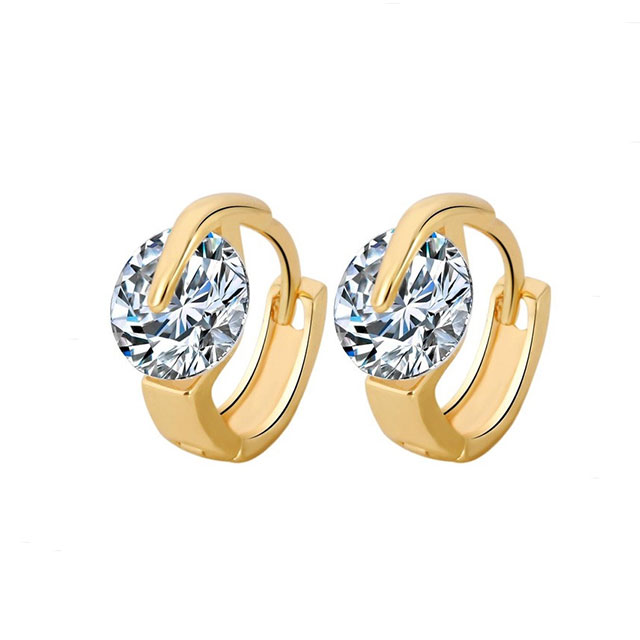 

Серьги-кольца Округлый кристалл DiaDemaGrand Золотой с белым камнем (101635-8-2)