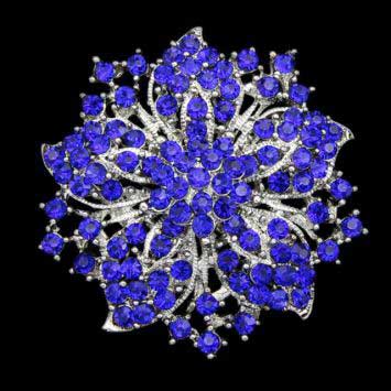 

Брошка Цветок из кристаллов DiaDemaGrand Серебряный с синим камнем (111541-15-17)