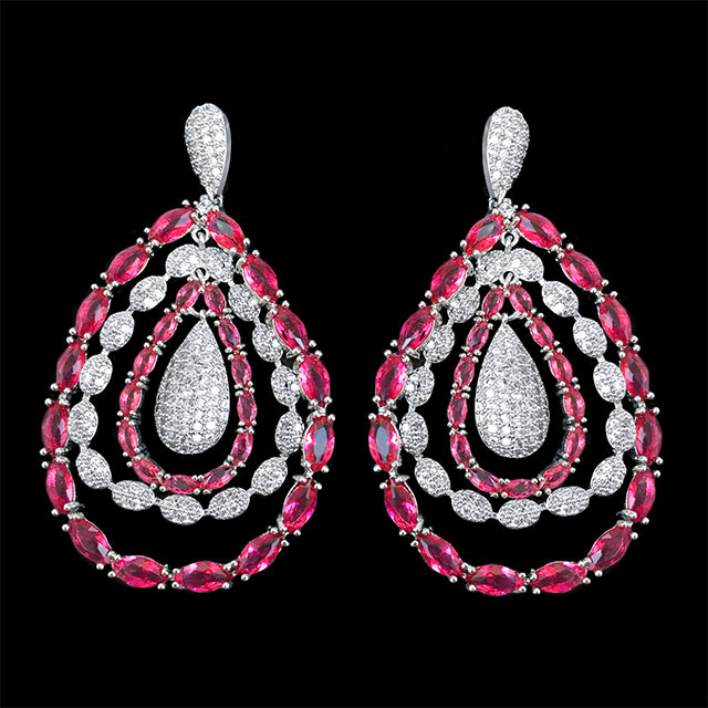 

Серьги Первоклассные DiaDemaGrand Серебряный с розовым камнем (041877-15-14)
