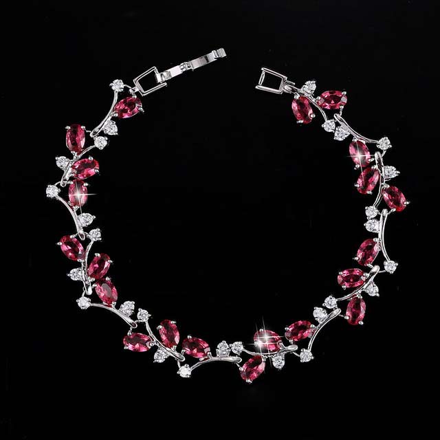 

Свадебный браслет Каменная лоза DiaDemaGrand Серебряный с розовым камнем (081674-15-14)