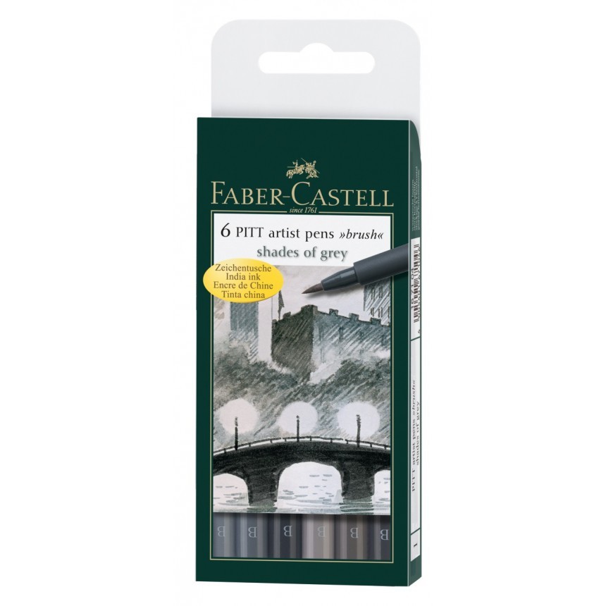 

Набор капиллярных ручек Faber-Castell PITT artist pens "Brush" Shades of grey 6шт