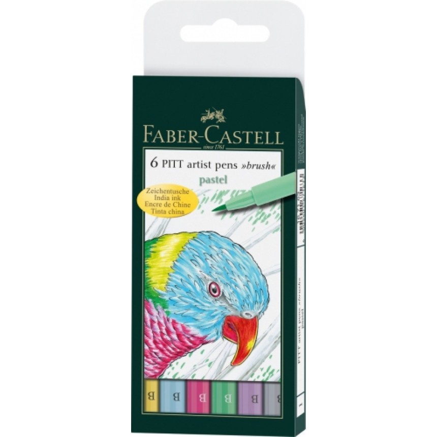 

Набор капиллярных ручек Faber-Castell PITT artist pens "Brush" pastel 6шт