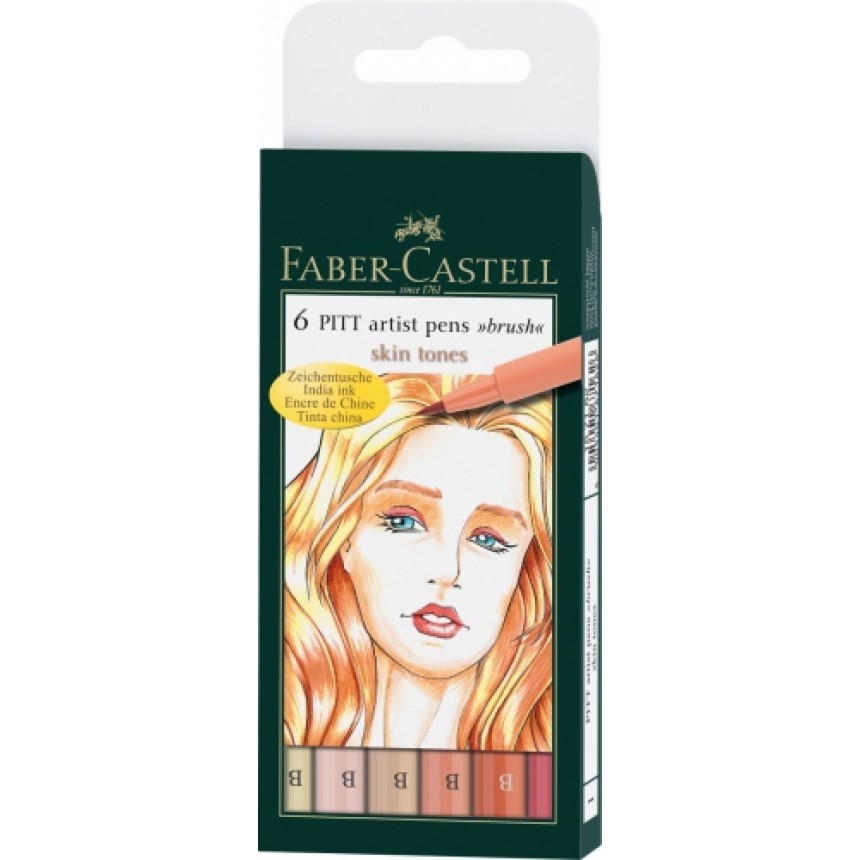 

Набор капиллярных ручек Faber-Castell PITT artist pens "Brush" light skin tones 6шт