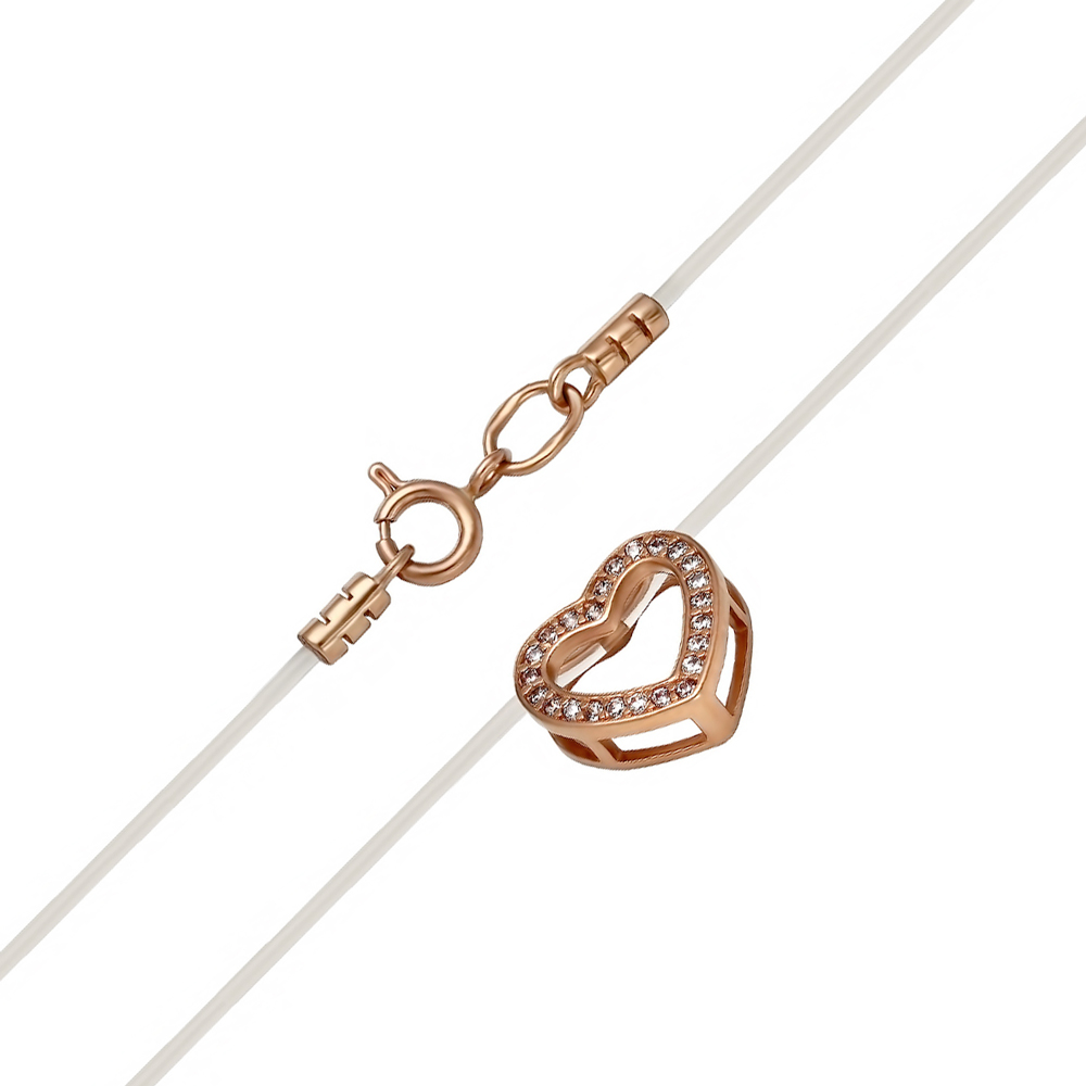 

Колье на силиконовой нити в красном золоте с фианитами на сердце 000079839 35 размера