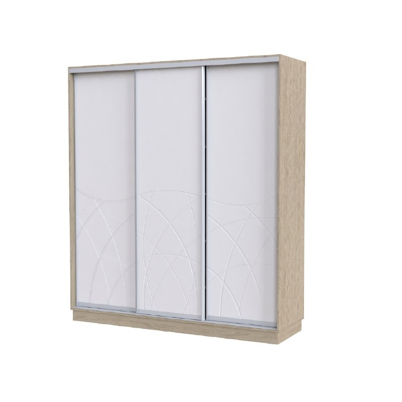 

Шкаф купе Loretto 2100x2400x603 трехдверный ЛДСП дуб сонома/МДФ белый суперматовый Artinhead