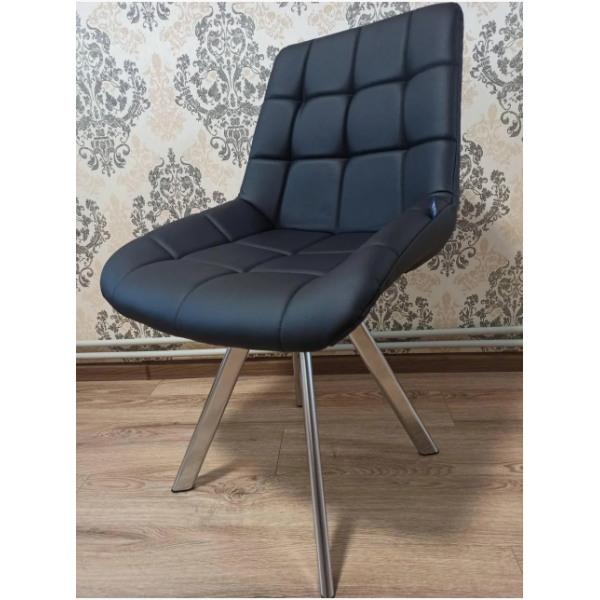 

Стул обеденный кухонный NICOLE 4L chrome металл + кожзам Есо-30 цвет Черный Новый Стиль