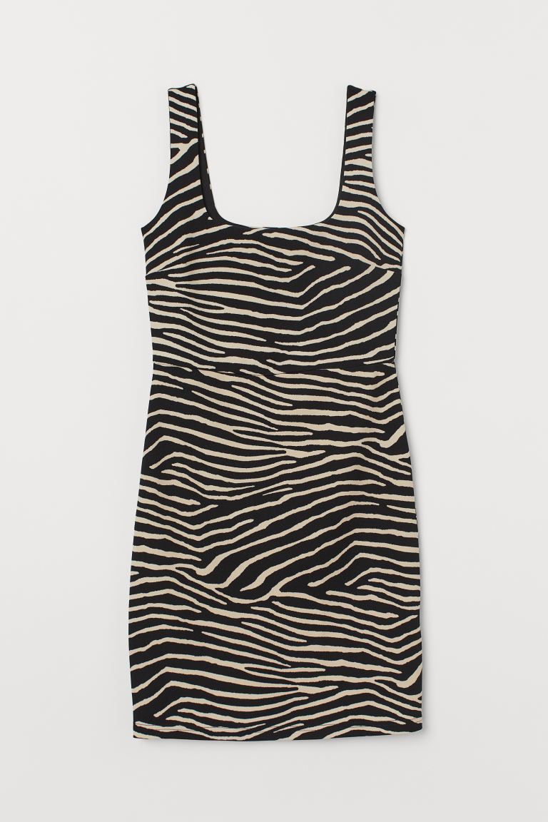 

Платье-футляр H&M  Кремовый/Полоски зебры, Платье-футляр H&M S Кремовый/Полоски зебры